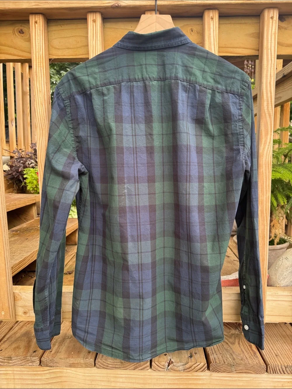 J. Crew Green and Navy Plaid Button-Down Shirt